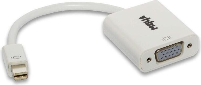 Weißer Adapter mit Mini-DisplayPort auf VGA-Anschluss.