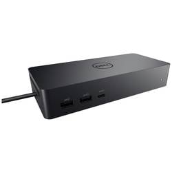 Schwarze Dell-Dockingstation mit mehreren USB-Ports und Netzteilanschluss.