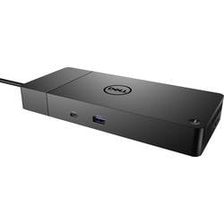 Schwarze Dockingstation mit USB-Anschlüssen auf weißem Hintergrund.