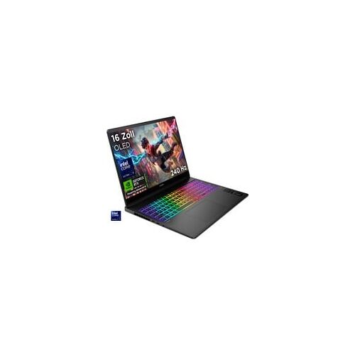 Gaming-Laptop mit bunter Tastaturbeleuchtung und 240Hz OLED-Display. Gaming-Laptop mit bunter Tastaturbeleuchtung und 240Hz OLED-Display.