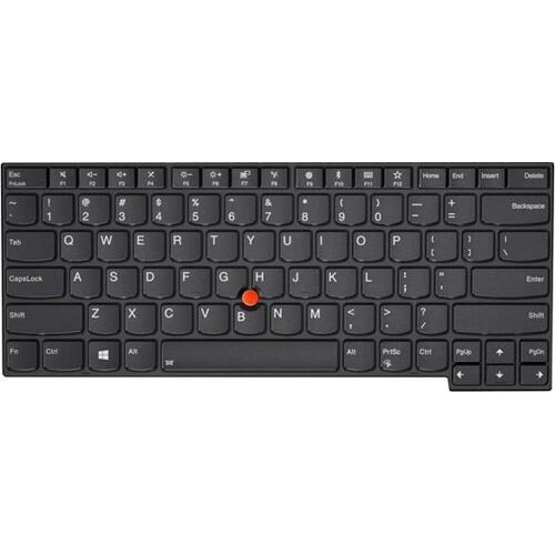 Schwarze Laptop-Tastatur mit TrackPoint und Chiclet-Tastenlayout.