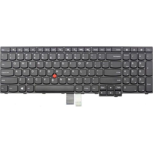 Schwarze Laptop-Tastatur im deutschen Layout mit rotem TrackPoint