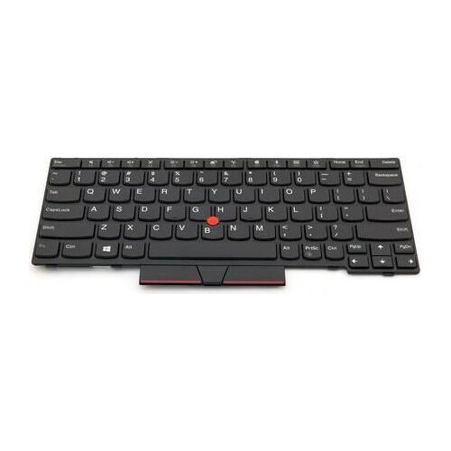 Schwarze Laptop-Tastatur mit rotem TrackPoint in der Mitte. Schwarze Laptop-Tastatur mit rotem TrackPoint in der Mitte.