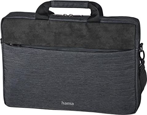 Graue Laptoptasche mit Reißverschluss und Tragegriff.