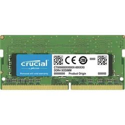 Nahaufnahme eines grünen Crucial DDR4 SO-DIMM RAM-Moduls.