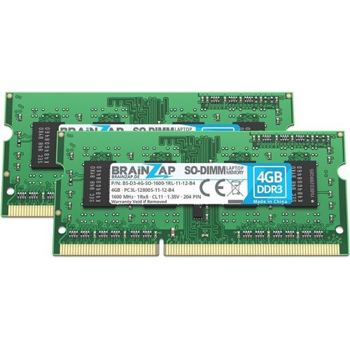 Zwei grüne SO-DIMM DDR3 RAM-Module für Laptops mit 4GB Kapazität.