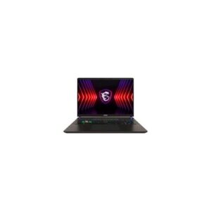 Laptop mit beleuchteter Tastatur und leuchtendem Bildschirm auf weißem Hintergrund.
