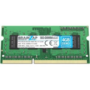 DDR3 SO-DIMM 4GB RAM-Modul für Laptop mit technischen Spezifikationen.