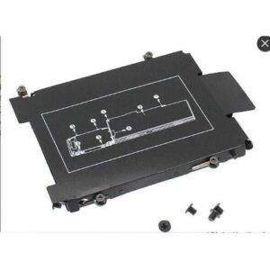 Schwarzer Festplattenadapter mit Schrauben für Laptop statt optischem Laufwerk.