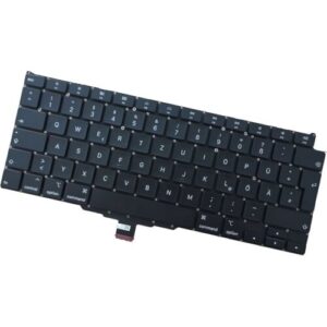 Schwarze Laptop-Tastatur im QWERTZ-Layout ohne Hintergrund.