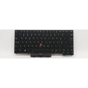 Schwarze Laptop-Tastatur mit TrackPoint und Hintergrundbeleuchtung.