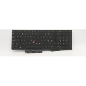 Schwarze Laptop-Tastatur mit rotem TrackPoint.