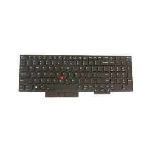 Schwarze Laptop-Tastatur mit rotem Trackpoint in der Mitte.