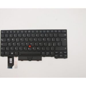 Eine schwarze Laptop-Tastatur mit Trackpoint auf weißem Hintergrund.