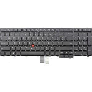 Schwarze Laptop-Tastatur im deutschen Layout mit rotem TrackPoint