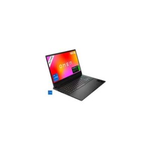 Schwarzer HP Omen Gaming-Laptop mit bunter Bildschirmgrafik.