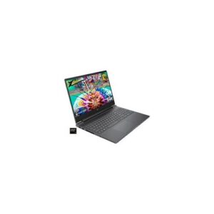 Laptop mit bunter Bildschirmdarstellung auf weißem Hintergrund.