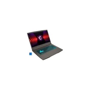 Laptop mit beleuchteter Tastatur und leuchtendem Bildschirm.