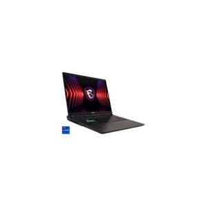 Laptop mit beleuchteter Tastatur und farbigem Bildschirm.