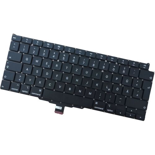 Schwarze Laptop-Tastatur im QWERTZ-Layout ohne Hintergrund.